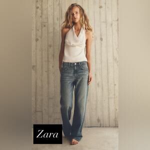 Zara Iridescent Cream Halter top NWT X Small